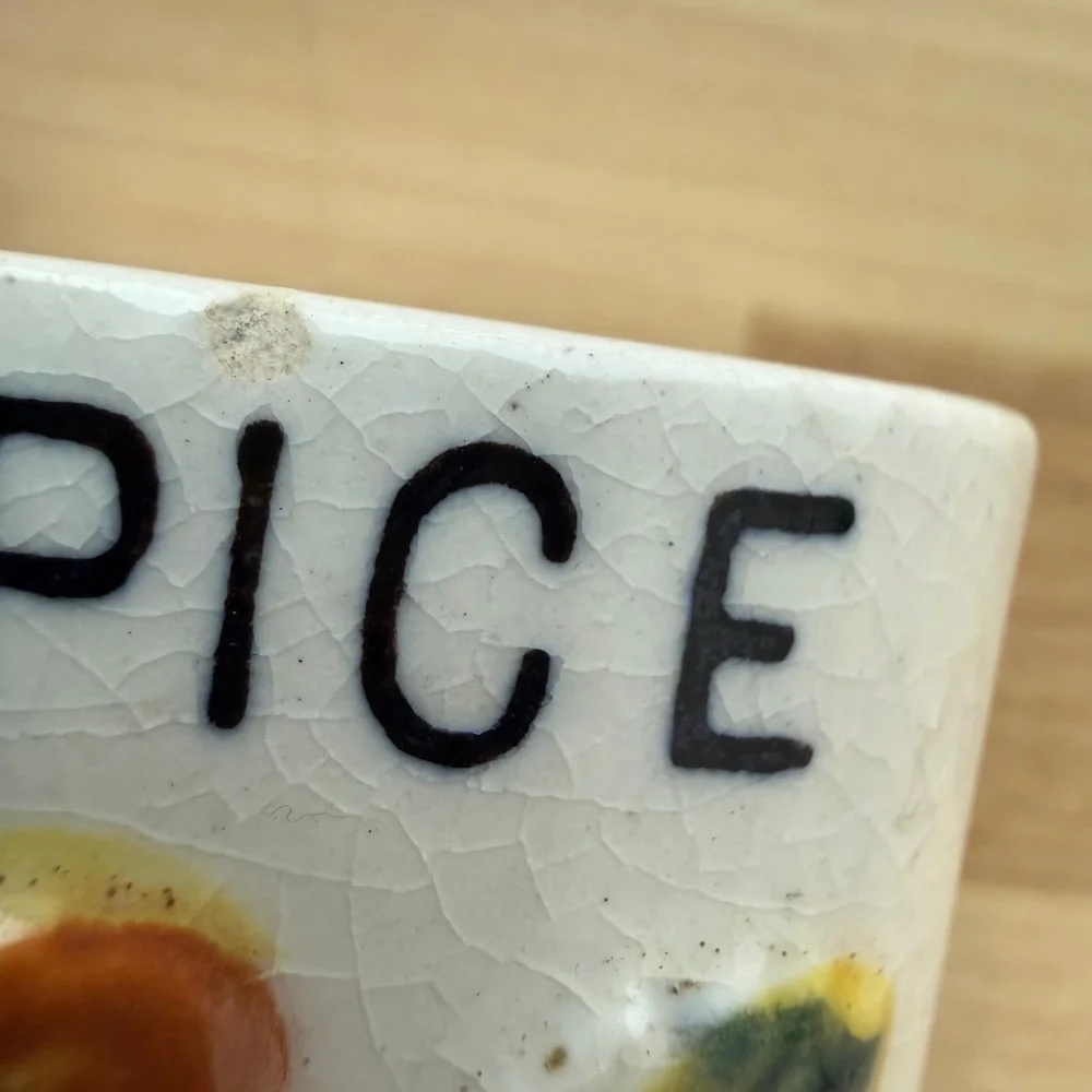 Vintage 50s Japanese Ceramic Hand Painted Fruit Motif Spice Shaker Set Six (6)‎